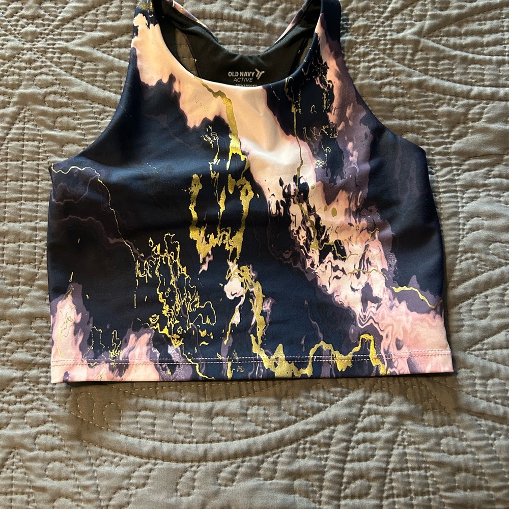 Old Navy Girl’s Abstract Tank Top - Black, Pink, and Gold